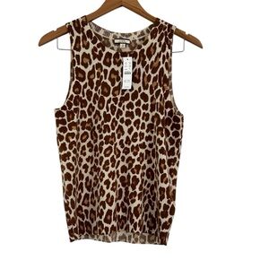 J Crew 100% Cashmere Leopard Cheetah Giraffe Print Sweater Vest Women’s Small